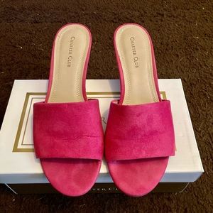 Pink wedge sandals